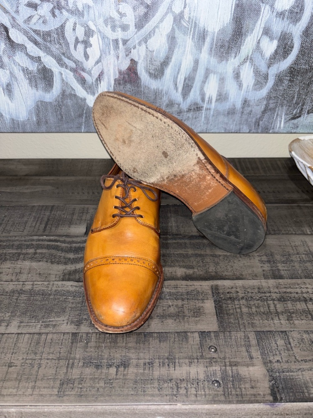 Allen Edmonds Clifton walnut brown leather cap toe Oxfords SZ8 - Picture 10 of 14